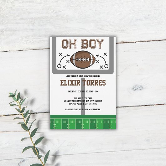 おとこのフットボールベイビーシャワー 招待状
