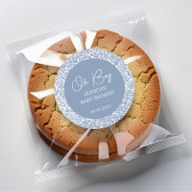 おとこのブルー ホワイト トイレ フラワーパターン ベイビーシャワー