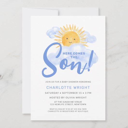 おとこのベイビーシャワーパーティー 招待状 (正面)