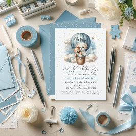 おとこの子大冒険ベビーシャワーパピー気球 招待状