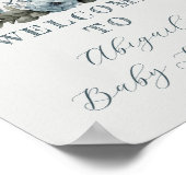 おとこの子 ウサギの花束 青い花のベイビーシャワー ポスター (角)