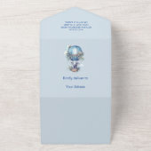 おとこの子 青い水彩ゾウのベビーシャワー オールインワン招待状 (外側)