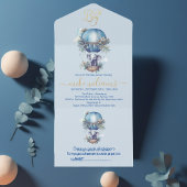 おとこの子 青い水彩ゾウのベビーシャワー オールインワン招待状