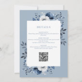 おとこの赤ちゃんおしゃれブルー花柄オールインワンシャワーパーティ 招待状 (裏面)