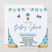 おとこの赤ちゃん 青い風船の空気 招待状 (正面/裏面)