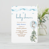 おとこの青い風船 ユーカリ ベイビーシャワー 招待状 (スタンド正面)