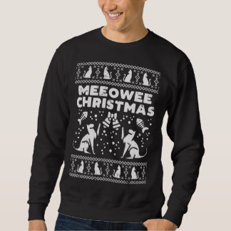 おとなしいクリスマスの醜いクリスマスセータークリスマス猫 スウェットシャツ