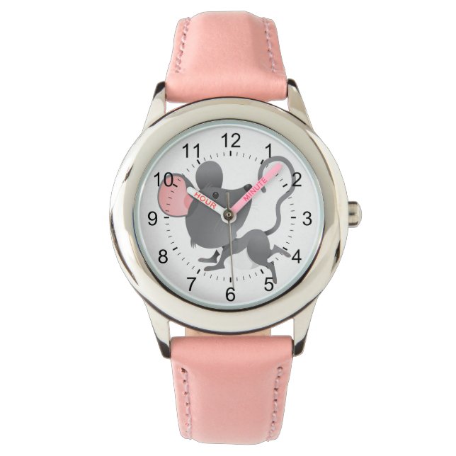 おとなしいネズミのかわいい漫画 腕時計 (正面)