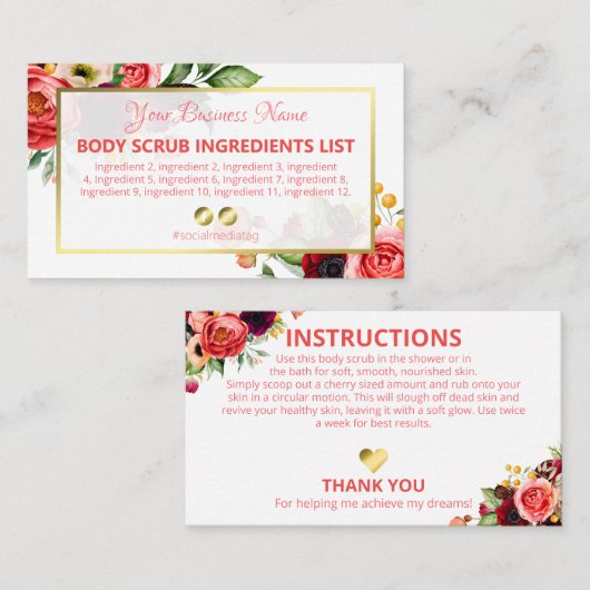 おとなしいホワイトフローラスパの具材の指示 名刺 (正面/裏面)