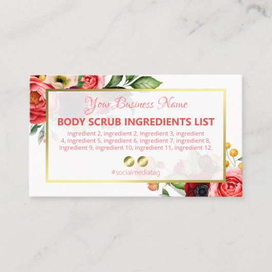 おとなしいホワイトフローラスパの具材の指示 名刺 (正面)