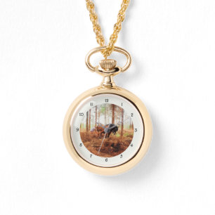 おとなしい巨人-荷車を引く馬が丸太を森に運ぶ 腕時計