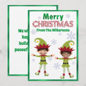 おとぼけエルフのカスタム子供写真 メリークリスマス シーズンカード (正面/裏面)