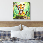 おとめの虎 | かわいいアニメの子供部屋アート キャンバスプリント (インサイチュ (寝室))