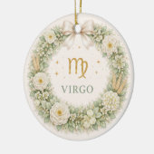 おとめ座のクリスマスオーナメント - 冬の花輪 Wr セラミックオーナメント (左)