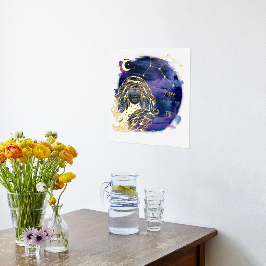 おとめ座の女性 ラッキーサイン 十二星座 オーダーメイド 誕生日 箔ポスター (レイダウン (キッチン))