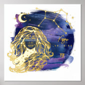 おとめ座の女性 ラッキーサイン 十二星座 オーダーメイド 誕生日 箔ポスター (正面)