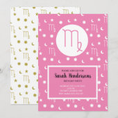 おとめ座の星座 地のエレメント 誕生日招待状 テンプレート (正面/裏面)