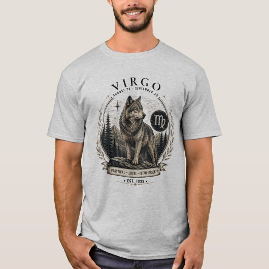 おとめ座の狼 星座 メンズTシャツ Tシャツ (正面)