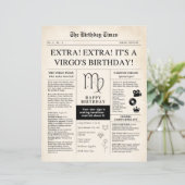 おとめ座の誕生日新聞、セピア色の星座の紙 (スタンド正面)