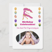 おとめ座の1歳の誕生日写真　印象派　ゴールド 招待状 (正面)