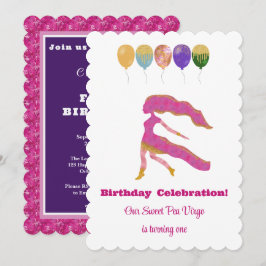 おとめ座の1歳の誕生日　印象派ゴールドラメ 招待状