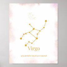 おとめ座 ゴールド 星座 ウォールアート – 天体図の輝き