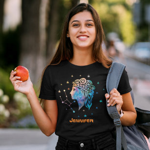 おとめ座 星座 十二宮 水彩 スター ギャラクシー Tシャツ