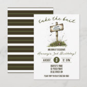 おとりに釣られて、釣りをテーマにした誕生日パーティー 招待状 (正面/裏面)