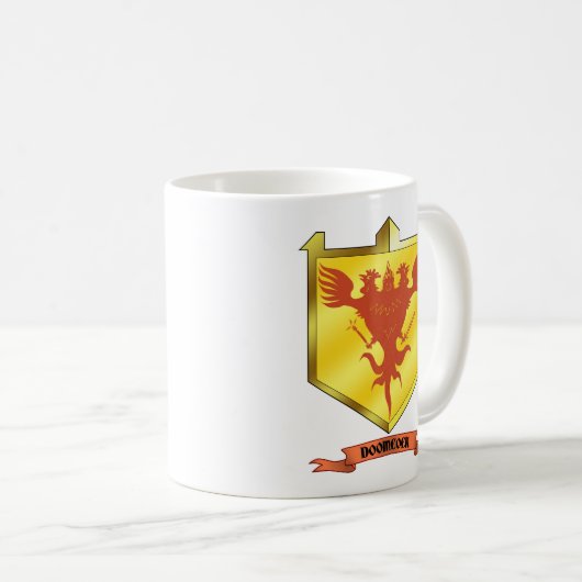 おとりはDoomcockの紋章付き外衣が付いているマグを引き裂きます コーヒーマグカップ (正面右)