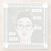 おどけた女の子が世界を支配 ガラスコースター (裏面)