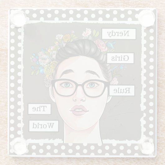 おどけた女の子が世界を支配 ガラスコースター (裏面)