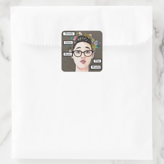 おどけた女の子が世界を支配 スクエアシール (バッグ)