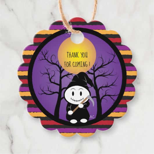 おどろおどろしいコスチュームの子供 ハロウィンギフトタグ フェイバータグ (正面)