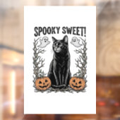 おどろおどろしい黒猫のビンテージ・ハロウィーンの彫刻Tシャツ ウィンドウサイン (シート2)