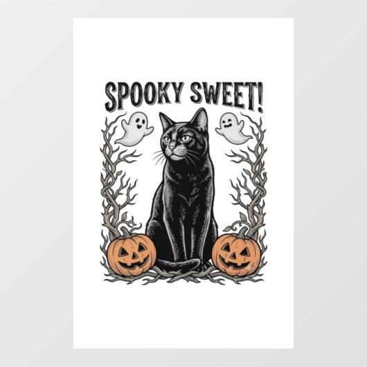 おどろおどろしい黒猫のビンテージ・ハロウィーンの彫刻Tシャツ ウィンドウサイン (シート)