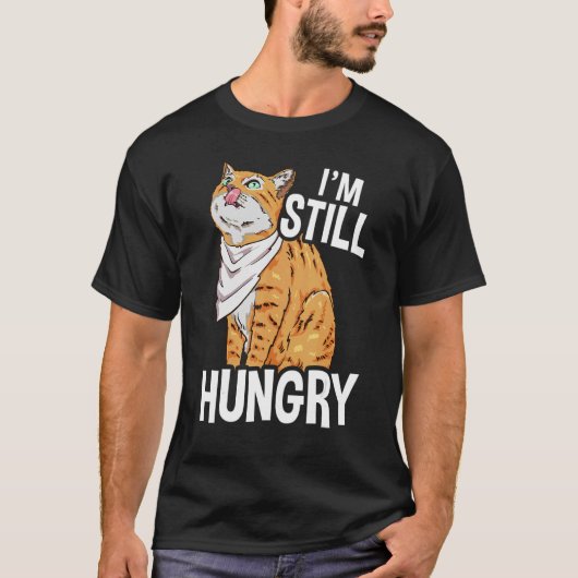 おなかがすいたねこイラストレーション Tシャツ (正面)