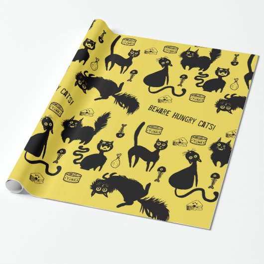 おなかがすいた猫には用心！ ラッピングペーパー (アンロールド)