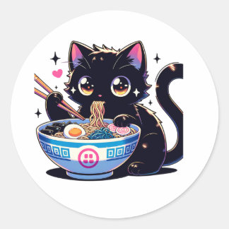 おなかがすいた猫麺 ラウンドシール