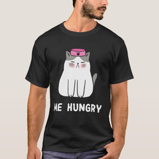 おなかがすいて食べ物が欲しい猫 Tシャツ (正面)