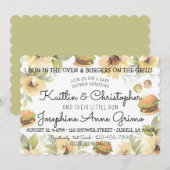 おなかに赤ちゃんとグリルでバーガー 招待状 (正面/裏面)
