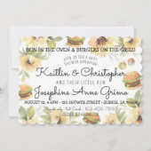 おなかに赤ちゃんとグリルでバーガー 招待状 (正面)