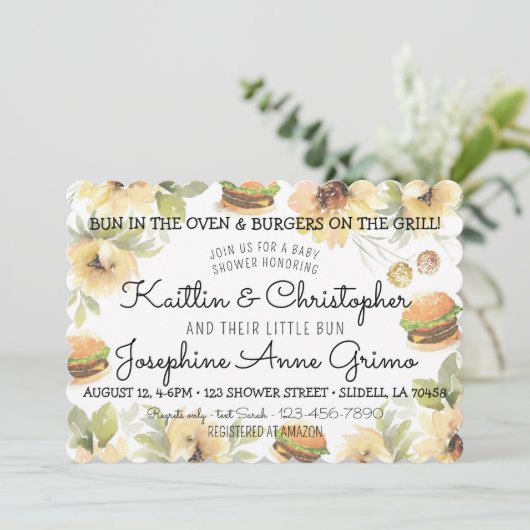 おなかに赤ちゃんとグリルでバーガー 招待状 (スタンド正面)