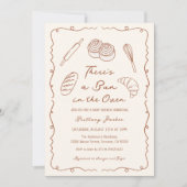 おなかの中にパンがいます！ベーカリーのベイビーシャワー 招待状 (正面)