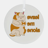 おなかの太った離れ猫が一人で ガラスオーナメント (裏面)