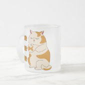 おなかの太った離れ猫が一人で フロストグラスマグカップ (正面左)