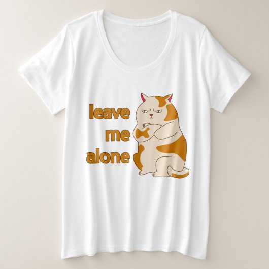 おなかの太った離れ猫が一人で プラスサイズTシャツ (デザイン正面)