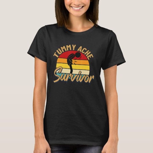 おなかの痛み生存胃の痛みヴィンテージ皮肉 Tシャツ (正面)