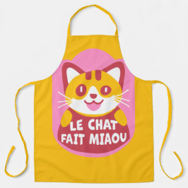 おなかをすかせたオレンジタブビー猫がニャーフランスの エプロン