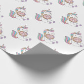 おなかをすかせたカラフルユニコーン・アートかわいいアート ラッピングペーパー (角)