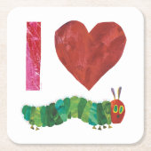 おなかをすかせた毛虫が大好きだ スクエアペーパーコースター (正面)